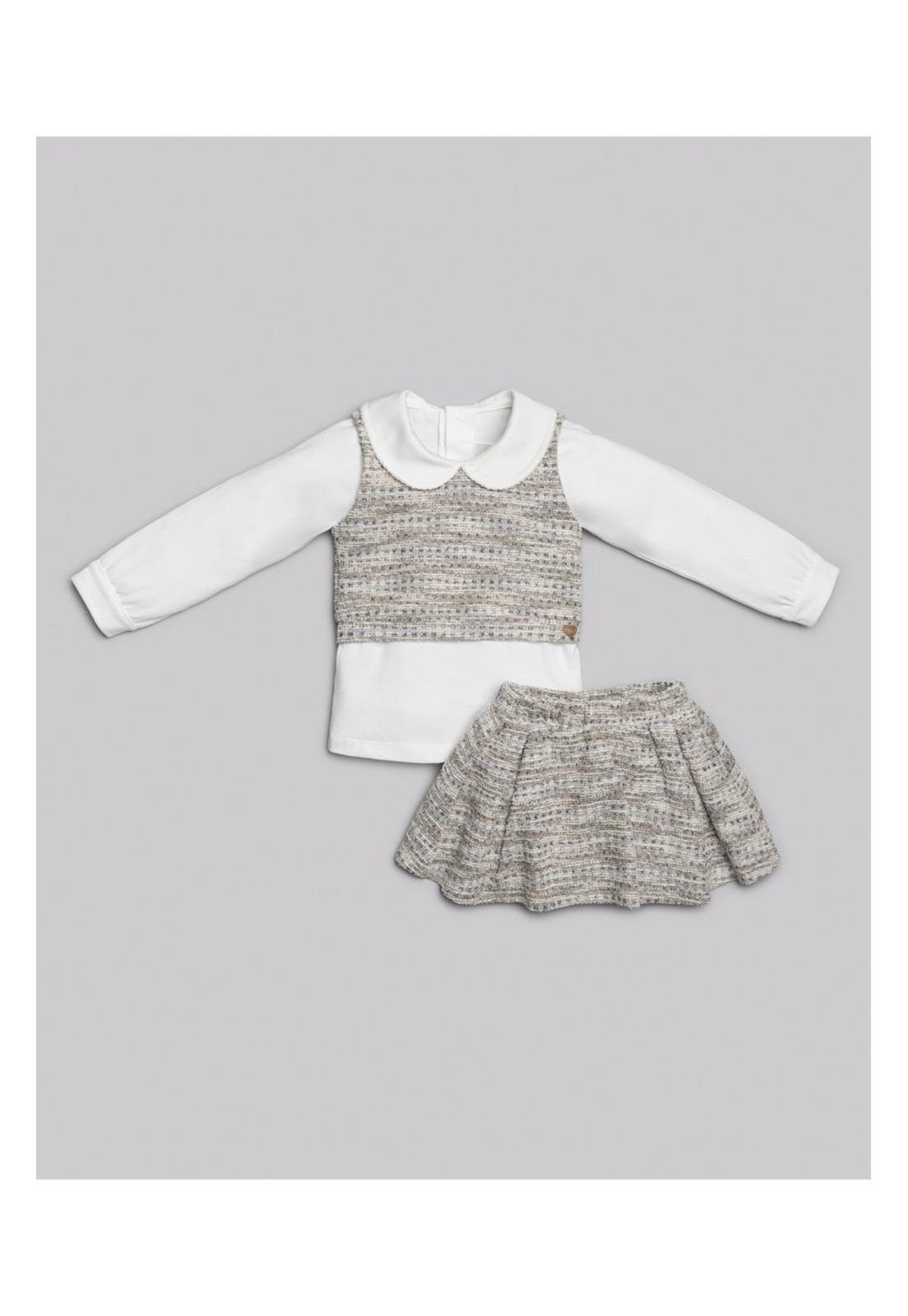 Infantil - Conjunto Menina Saia Anjos Baby 1 Off-white