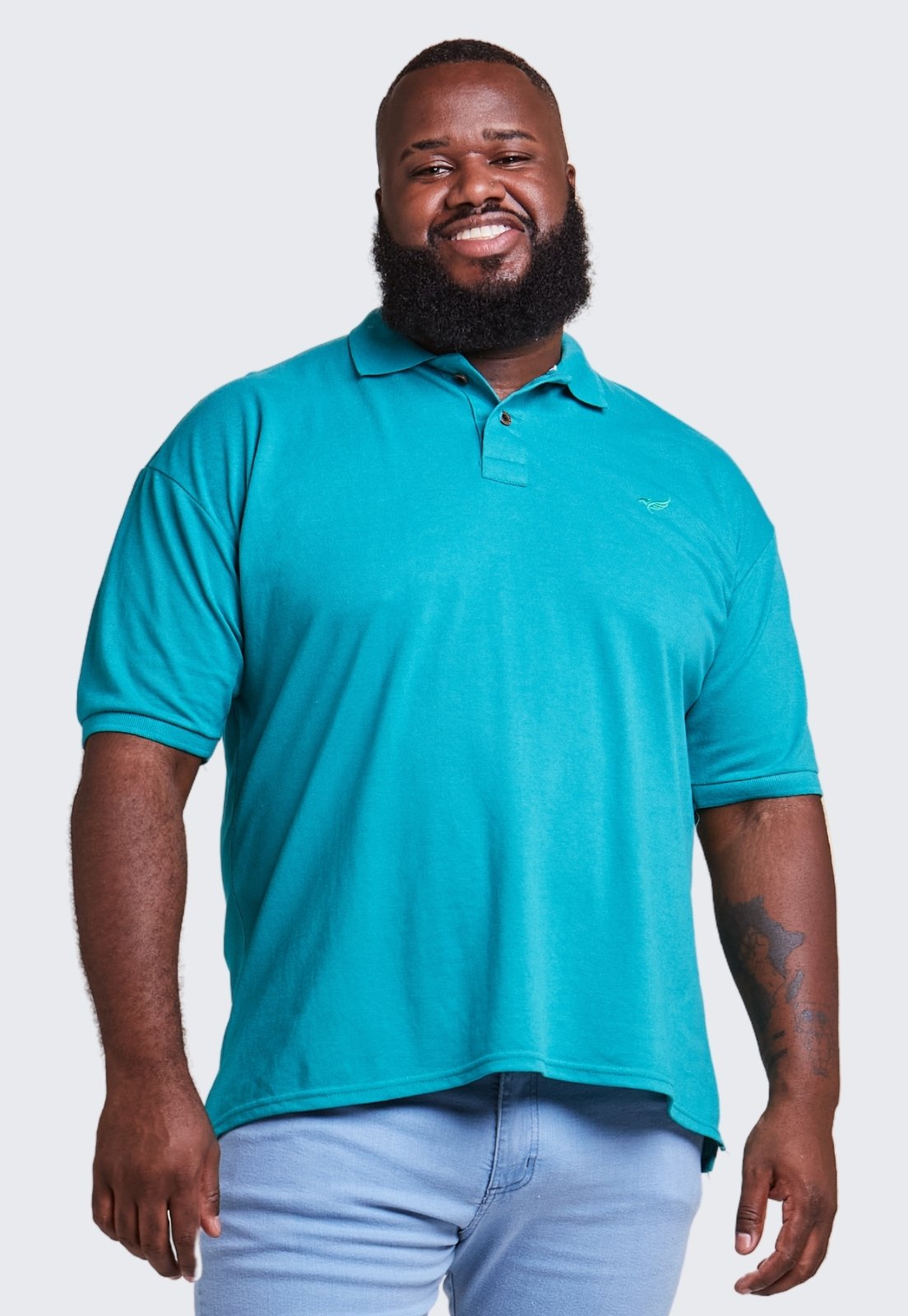 Camisa Polo Masculina Algodão Plus Size Daze Modas Verde Água