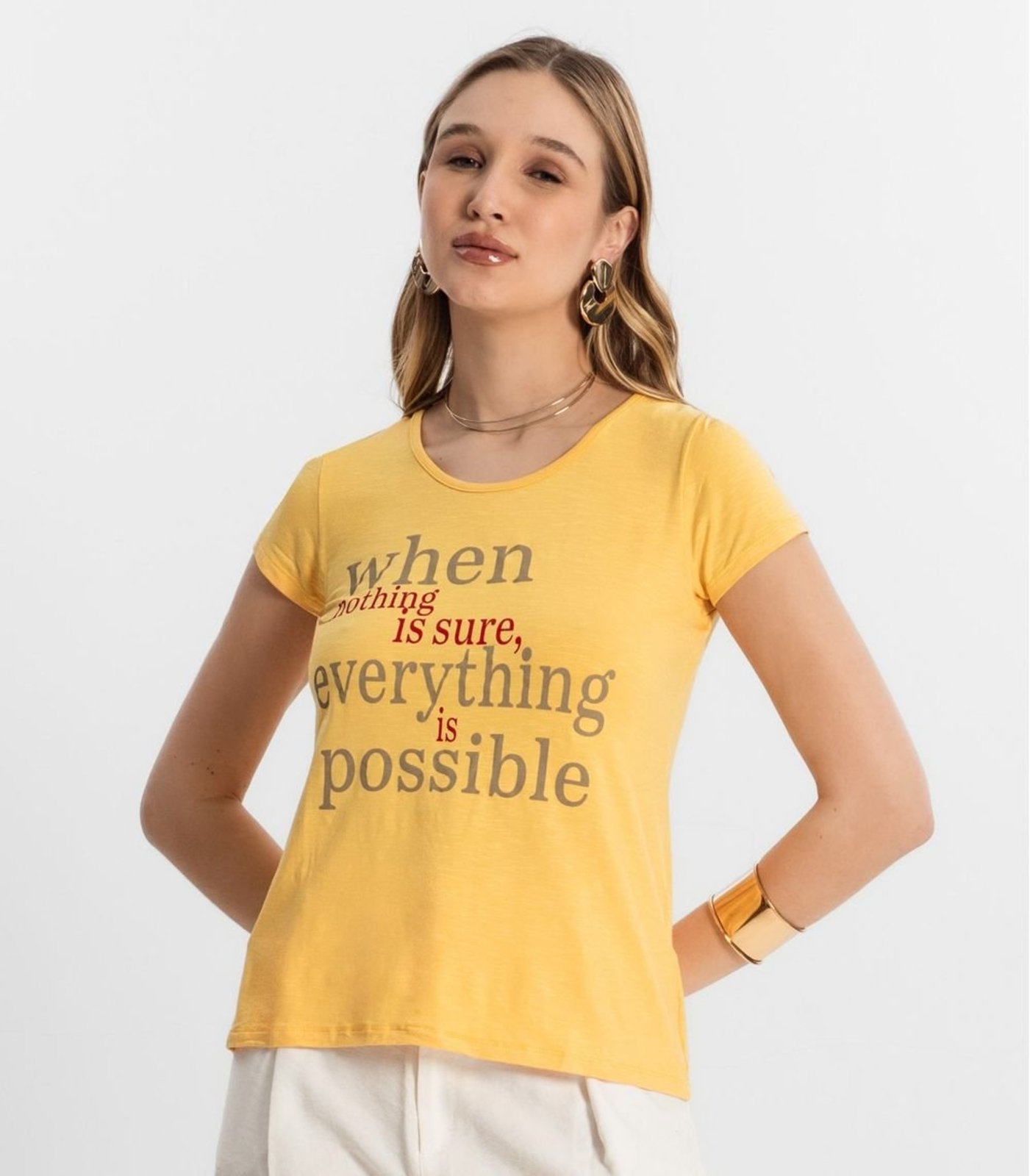 Vista 3 Blusa Feminina Possible Select amarelo Select amarelo