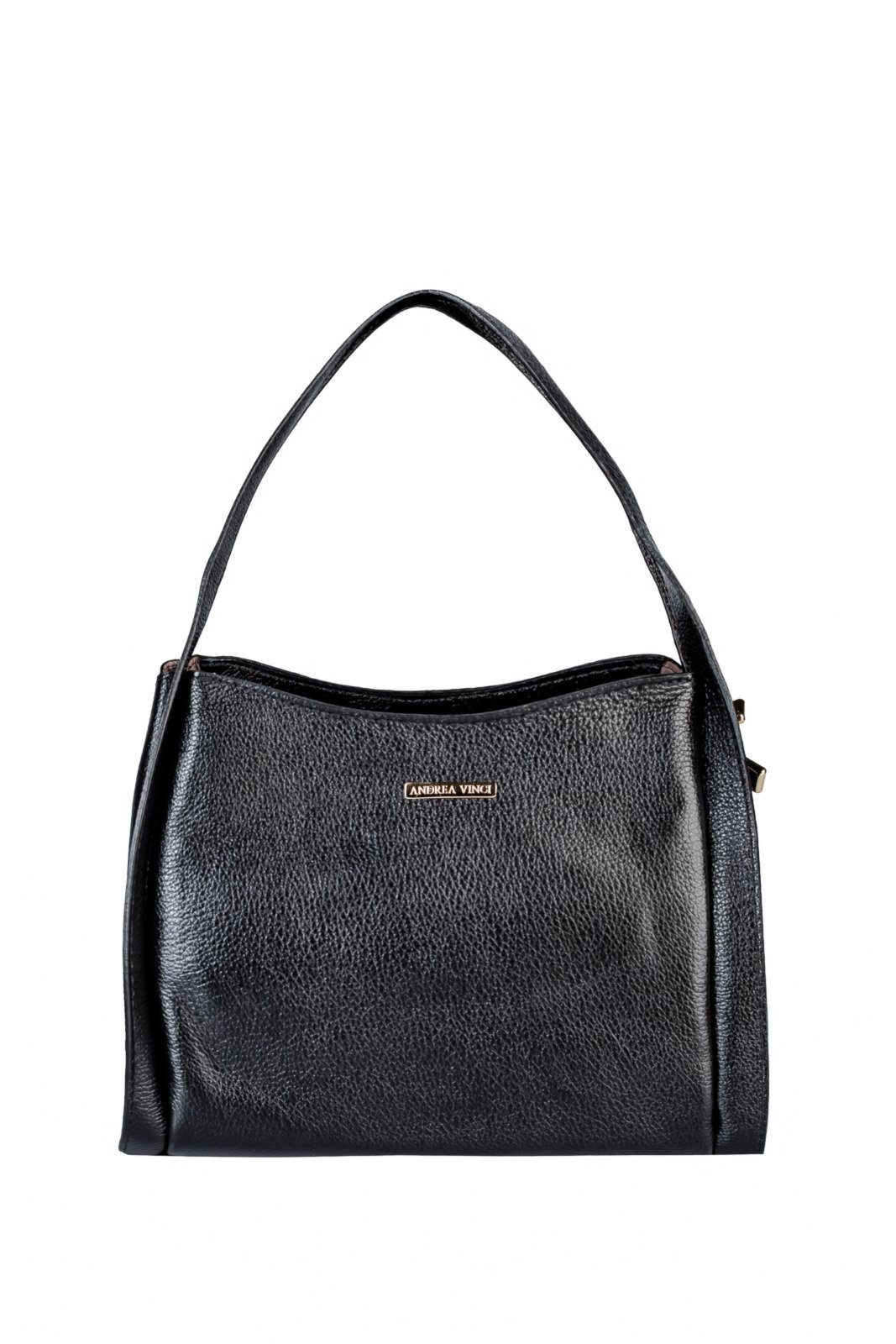 Bolsa Andrea Vinci De Mão Em Couro Liso Helena – Preto