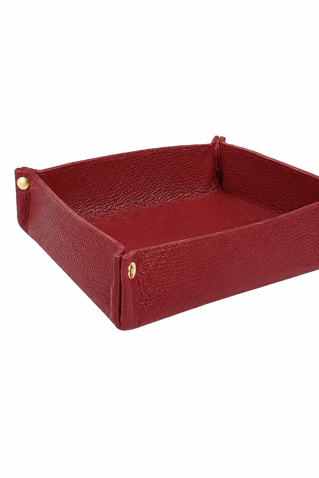 Porta objetos organizador em couro liso 16x16 Tray - Vermelho