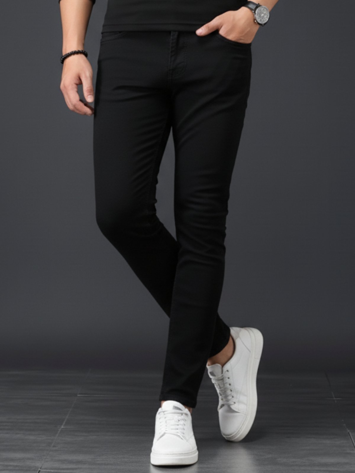 Calça Jeans Masculina Tempo Hábil Preta Básica e Confortável