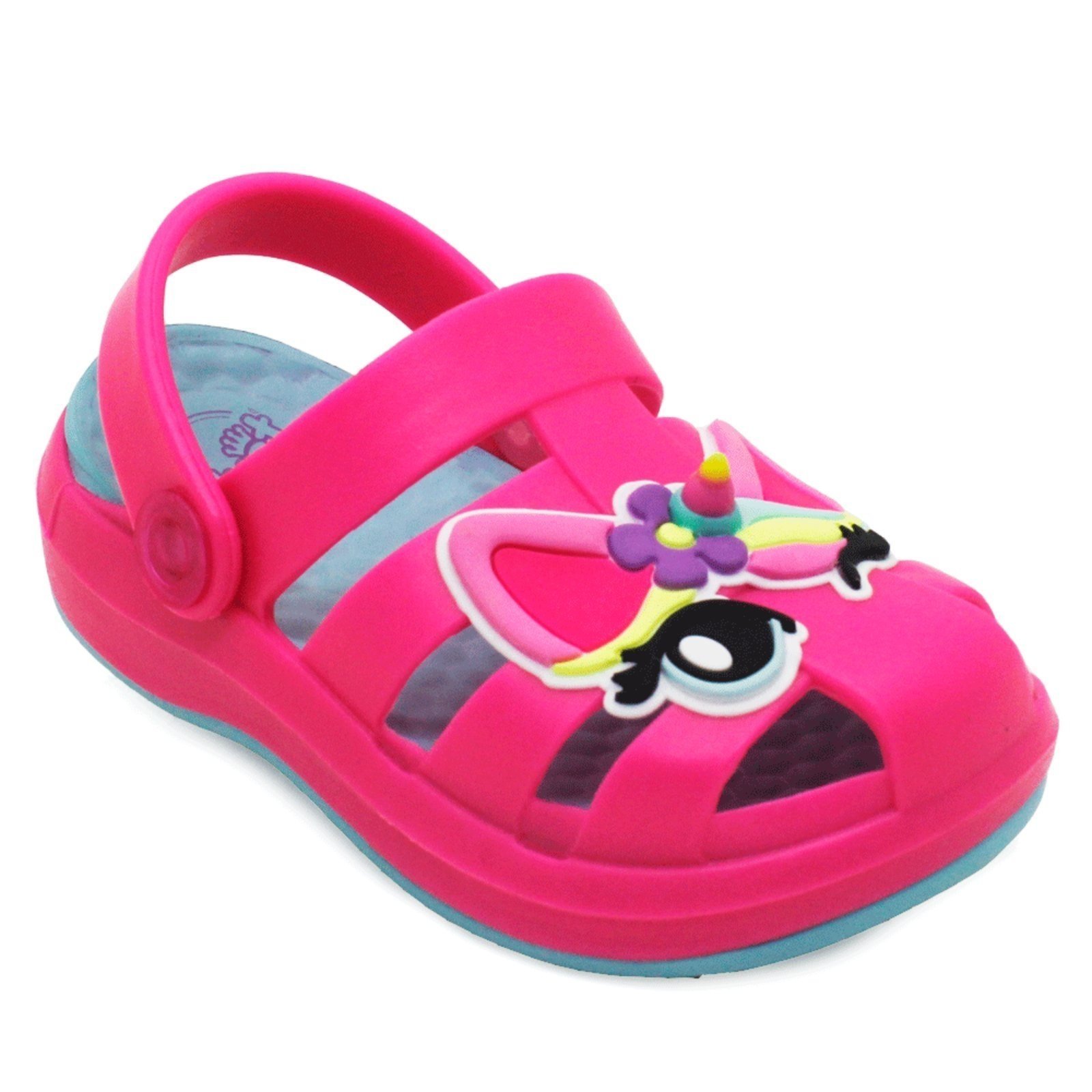 Infantil - Sandália Babuche Plugt Pop Unicórnio 3D EVA Confortável Antiderrapante Pink