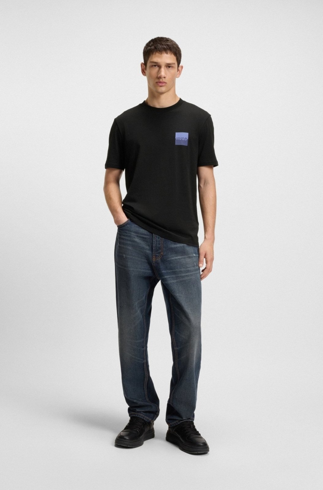 Vista 3 Camiseta Em Jersey De Algodão Com Estampado De Logo HUGO bege HUGO bege