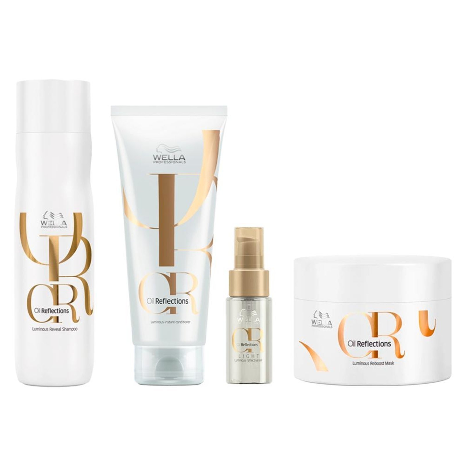 Kit Wella Oil Reflections - Shampoo e Condicionador e Máscara e Óleo Light