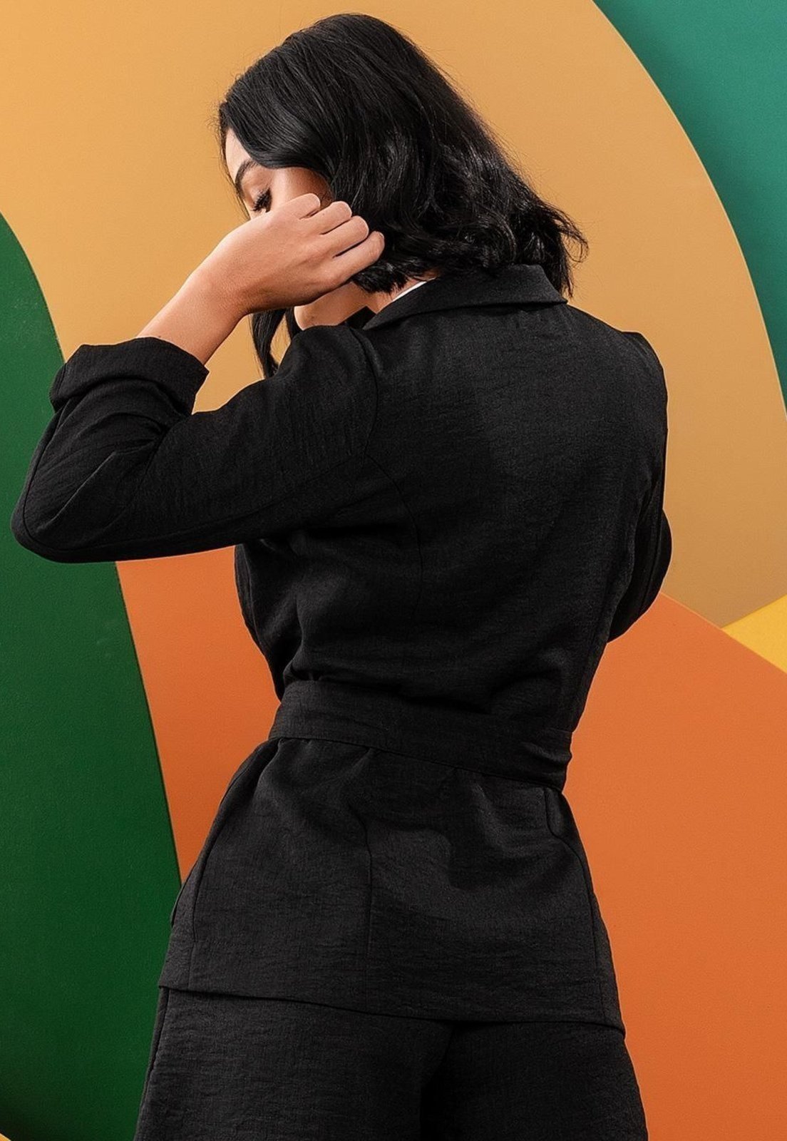 Vista 3 Blazer Em Tecido Texturizado Com Bolsos preto preto