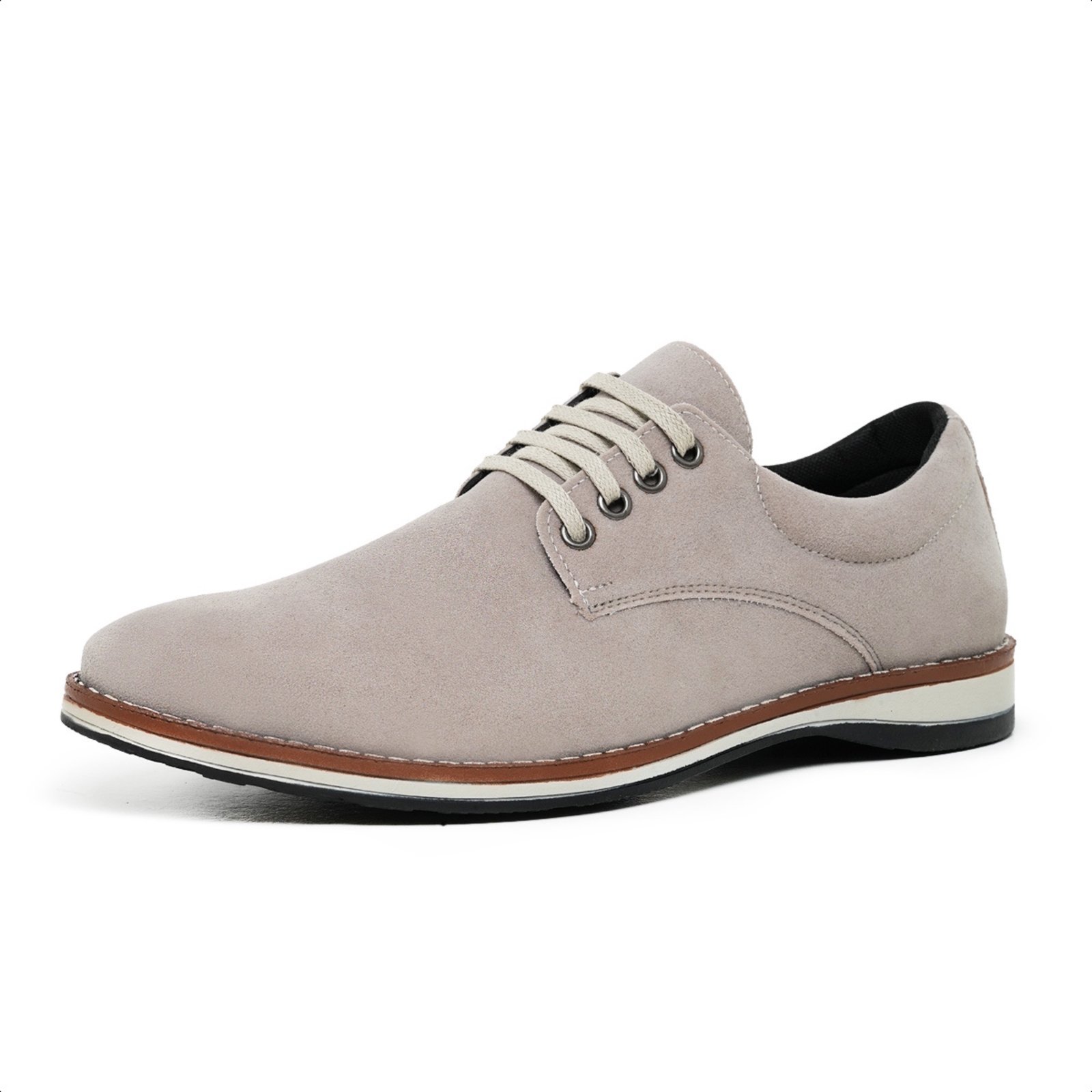 Sapato Social Masculino Clássico Confortavel Elegante em Camurça Off White