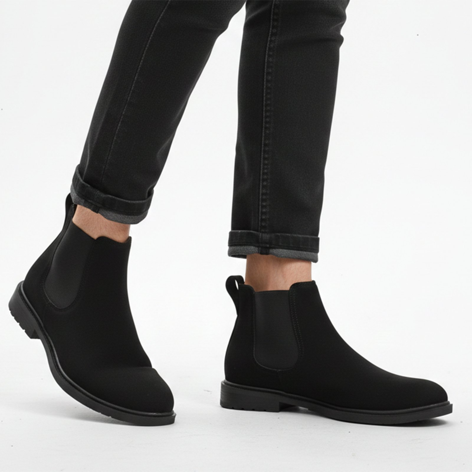 Bota Sartre Masculina Chelsea Botina Tratorada Elástico Moderna Conforto Sola Resistente Antiderrapante Preto