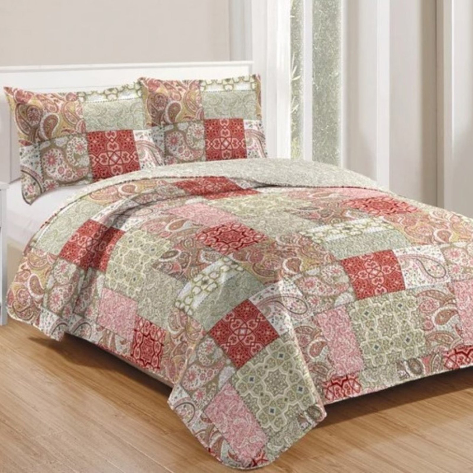 Kit Cobre Leito Colcha Casa Scarpa Mix King Estampado Dupla Face Floral 3 Peças - Lúcia