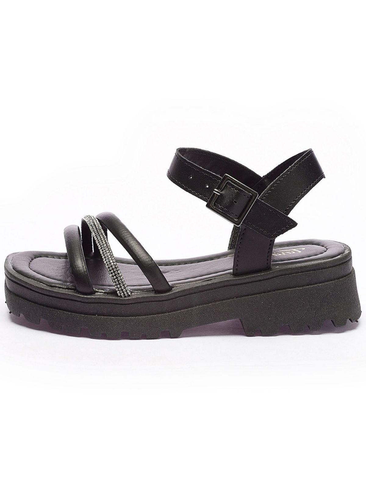 Infantil - Sandália Feminina Tininha Tiras Strass Preto