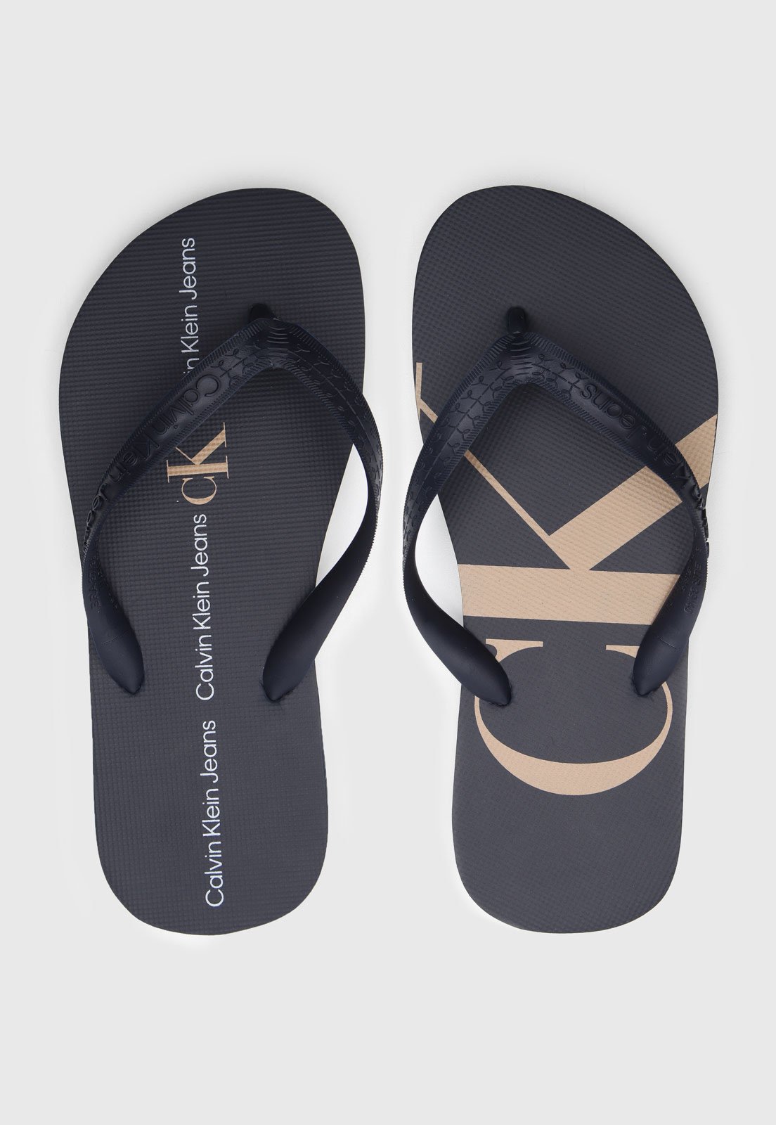 Chinelo Calvin Klein Logo Corrido Azul-Marinho