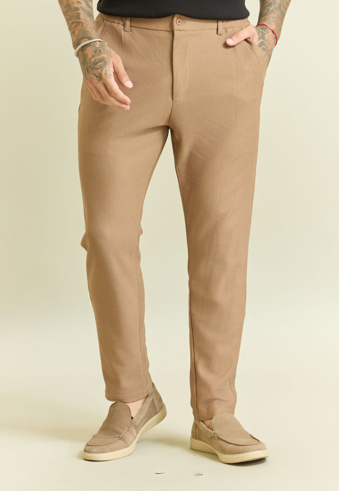 Calça Alfaiataria Waffle Masculina Marrom em Poliéster Dialogo