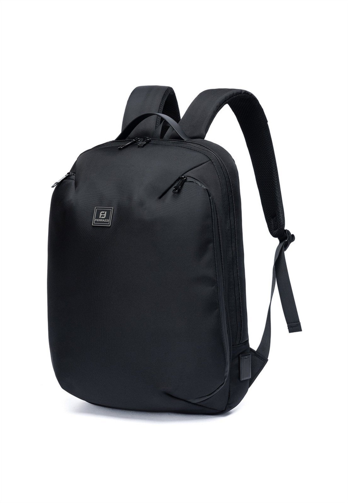 Vista 3 Mochila Executiva Ferrazzi Notebook Poliéster Reforçado USB Externa Bolso Traseiro Oculto Moderna Ferrazzi preto