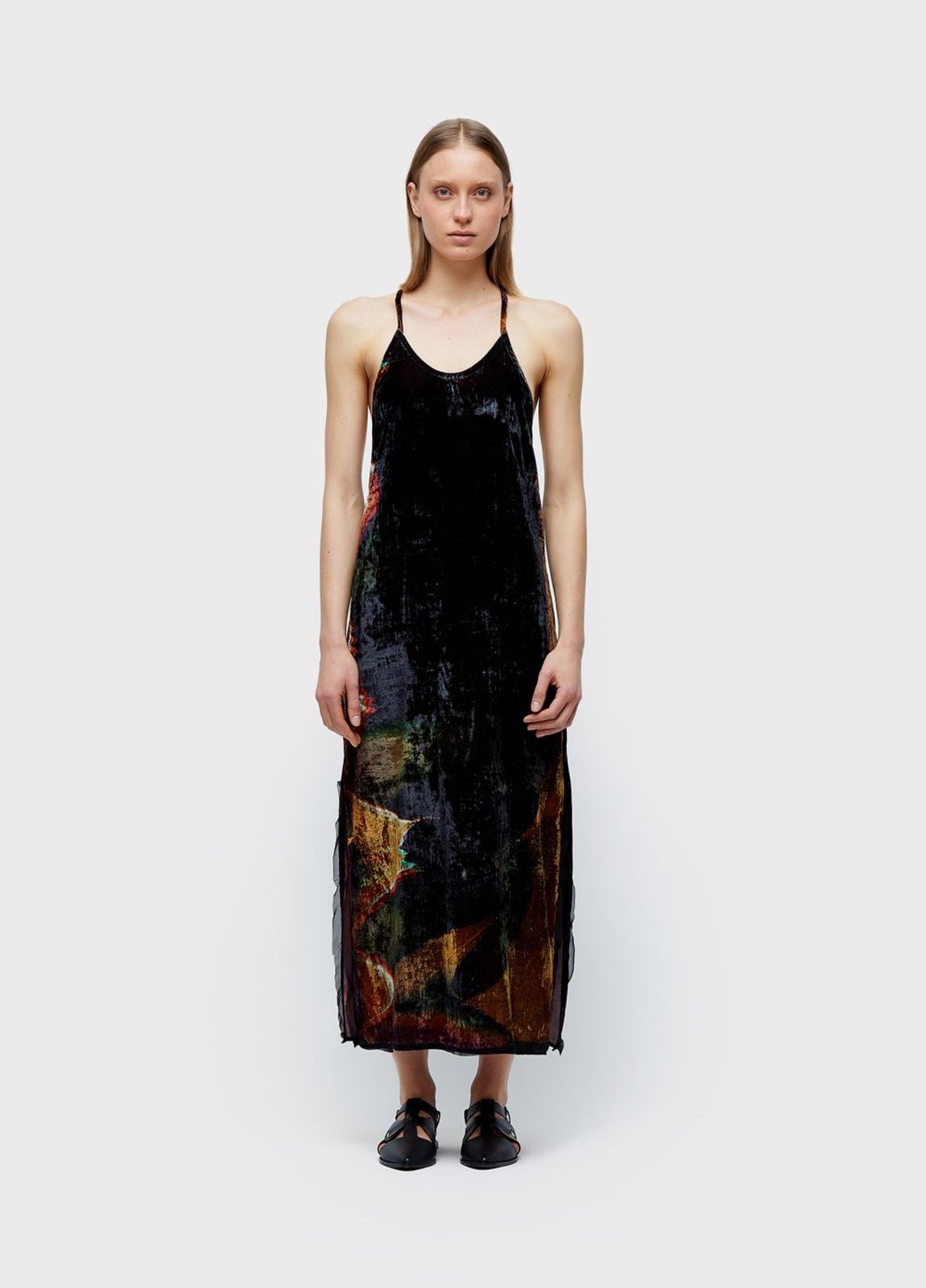 Vestido alças velvet glitch rose OSKLEN