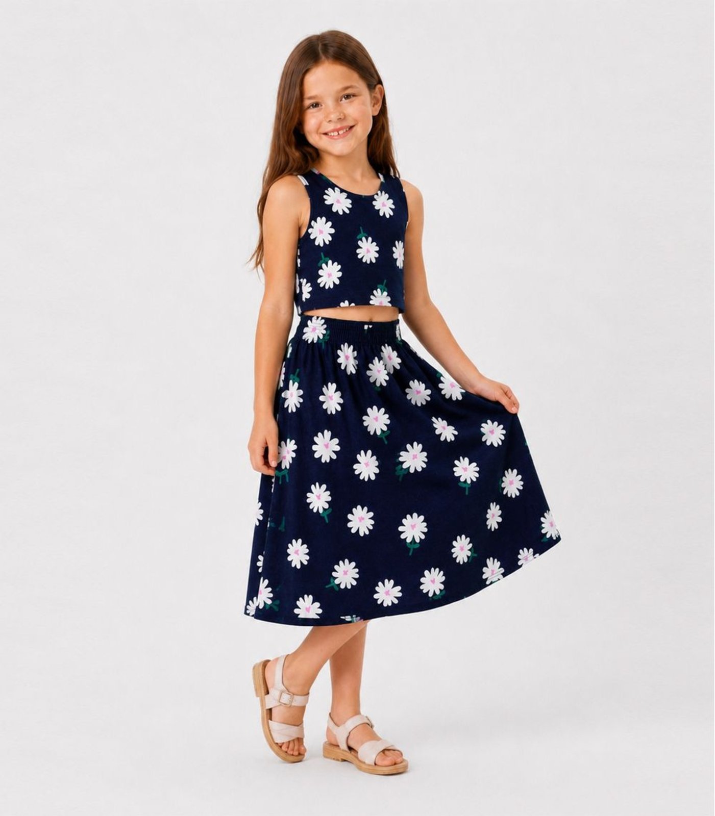 Infantil - Conjunto Menina Saia e Regata Select Azul