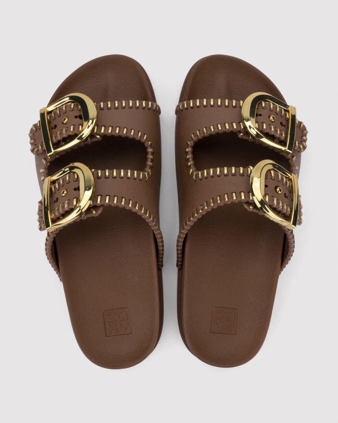 Chinelo Slide Feminino Zaxy Fire Marrom