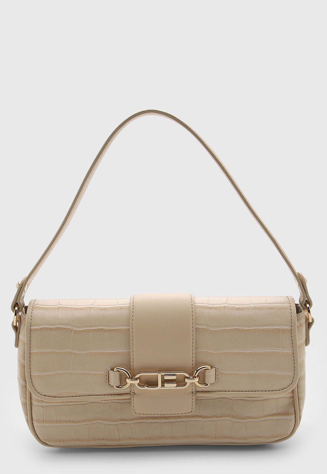 Bolsa Feminina Jorge Bischoff Couro Texturizado Bege