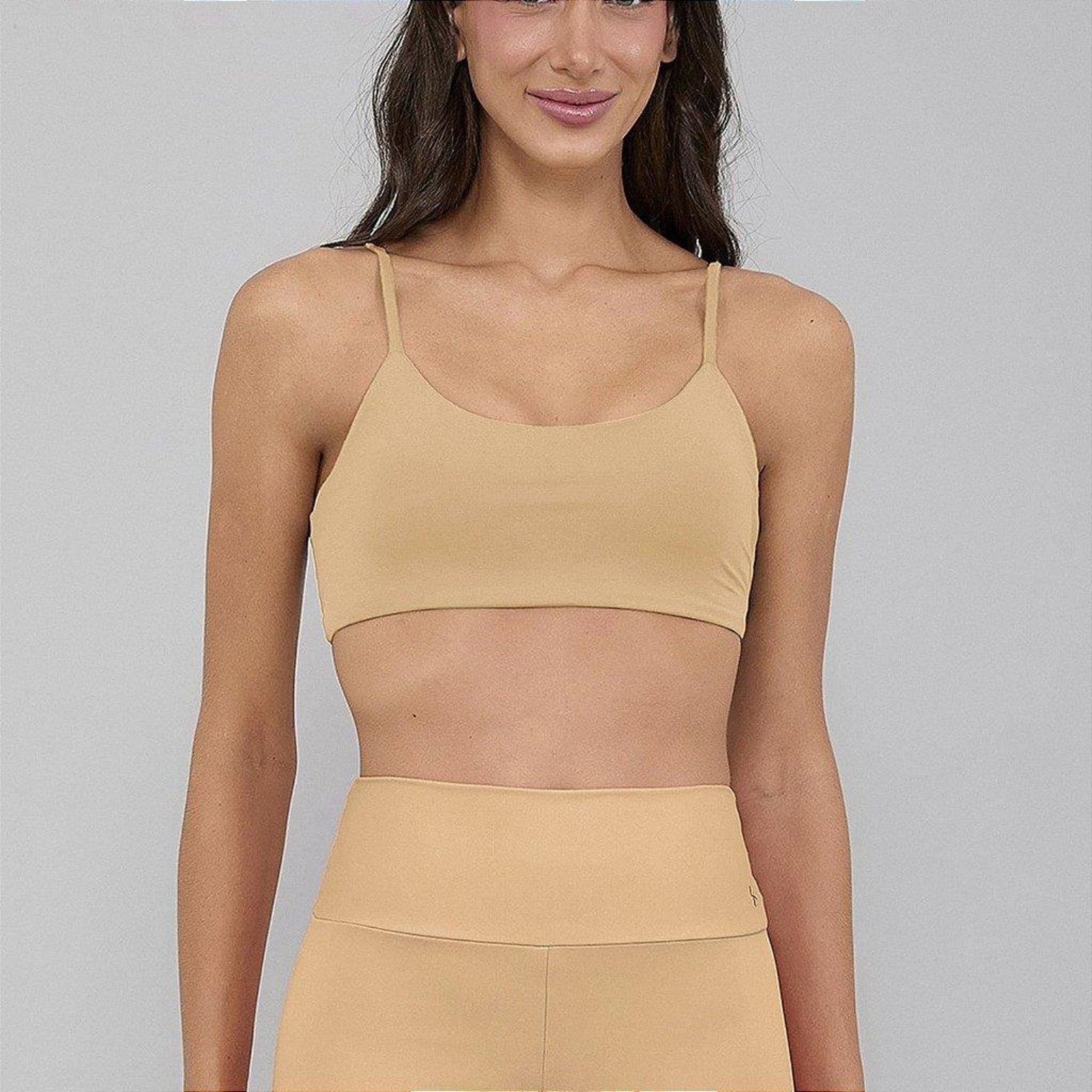 Top Alto Giro Eterno Liso Costas Decotado P26 Laranja Pastel Laranja