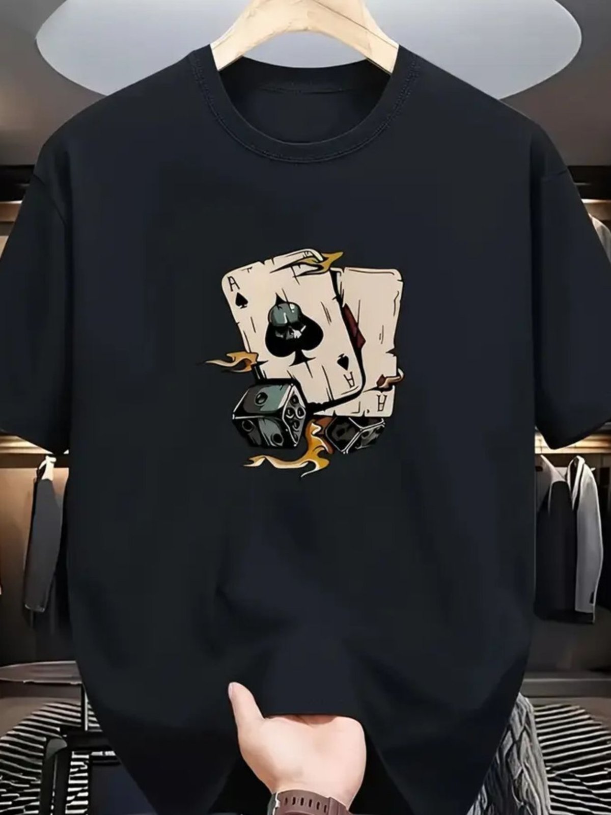 Camiseta Estampada Jogo de Sorte Safira Moda Algodão Preto
