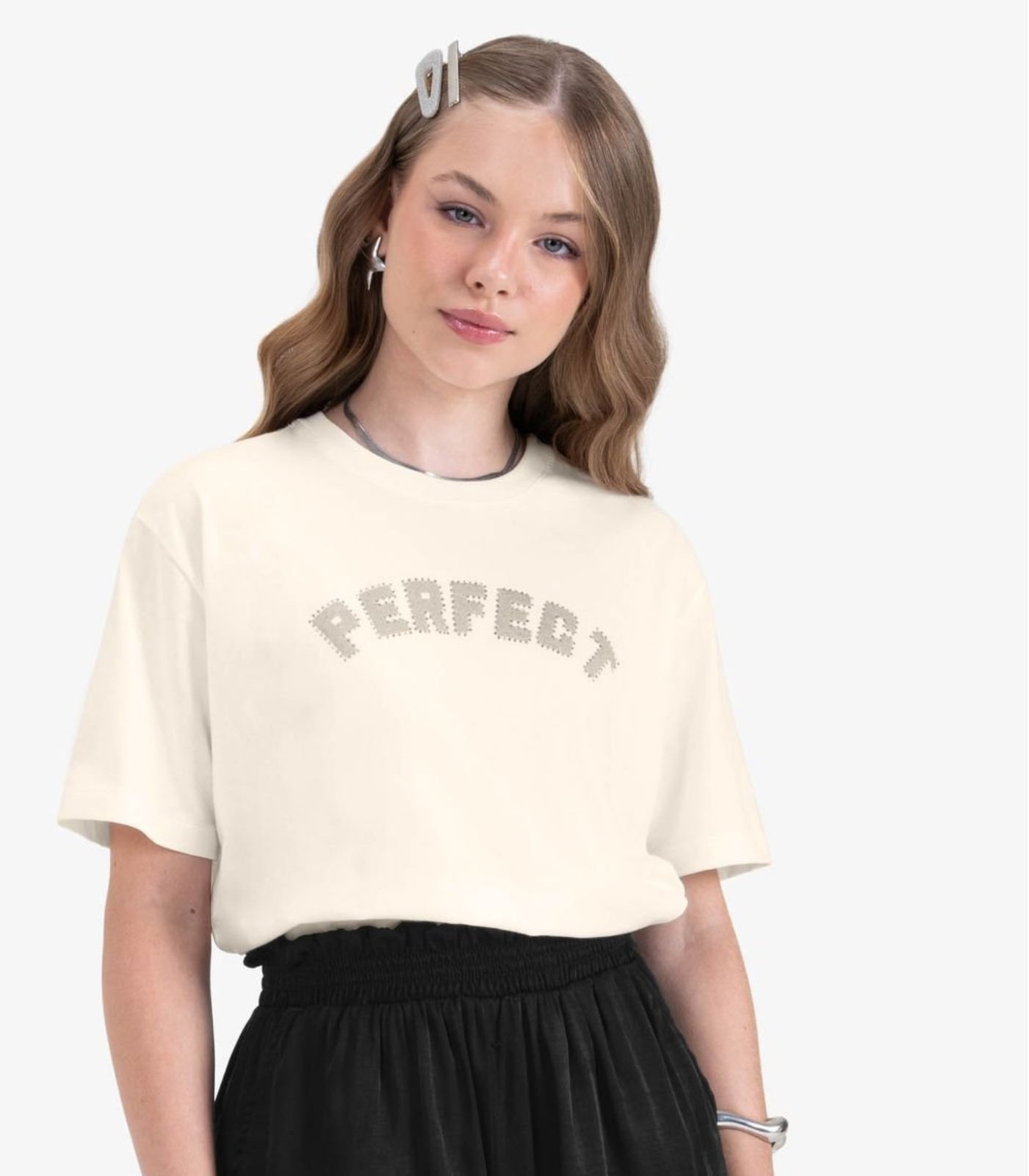 Vista 3 Infantil - T- Shirt Juvenil em Meia Malha Minty bege MINTY bege
