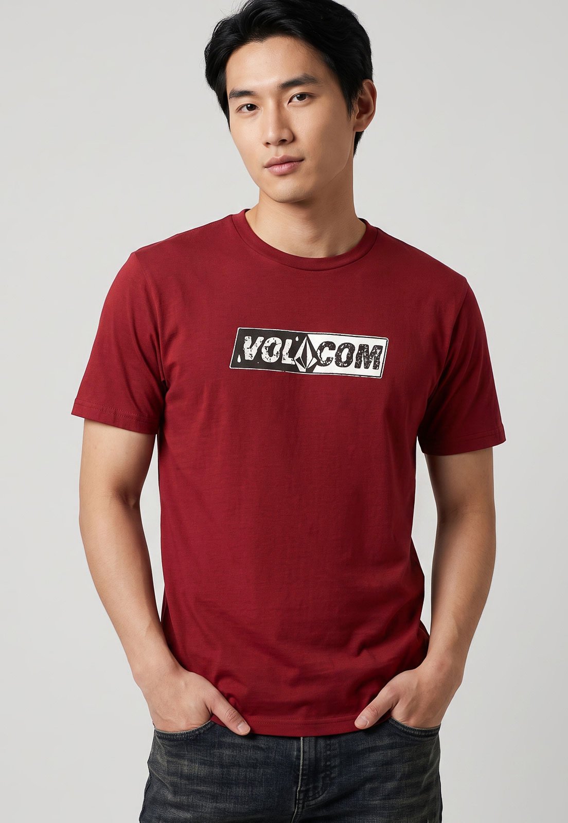 Camiseta Masculina Volcom Silk MC Stone Split Vermelha