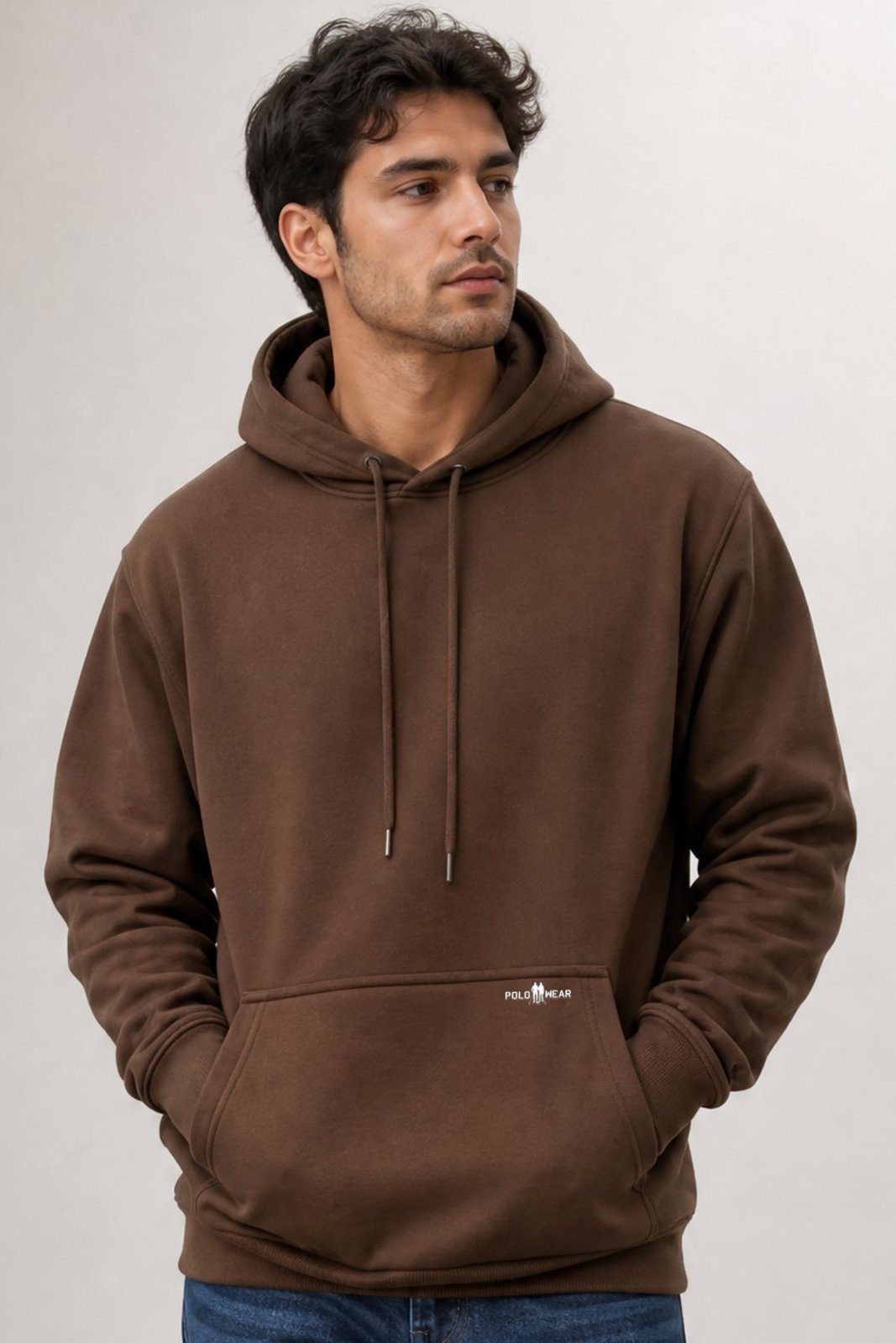 Blusa Moletom Canguru Confortável Polo Wear Marrom