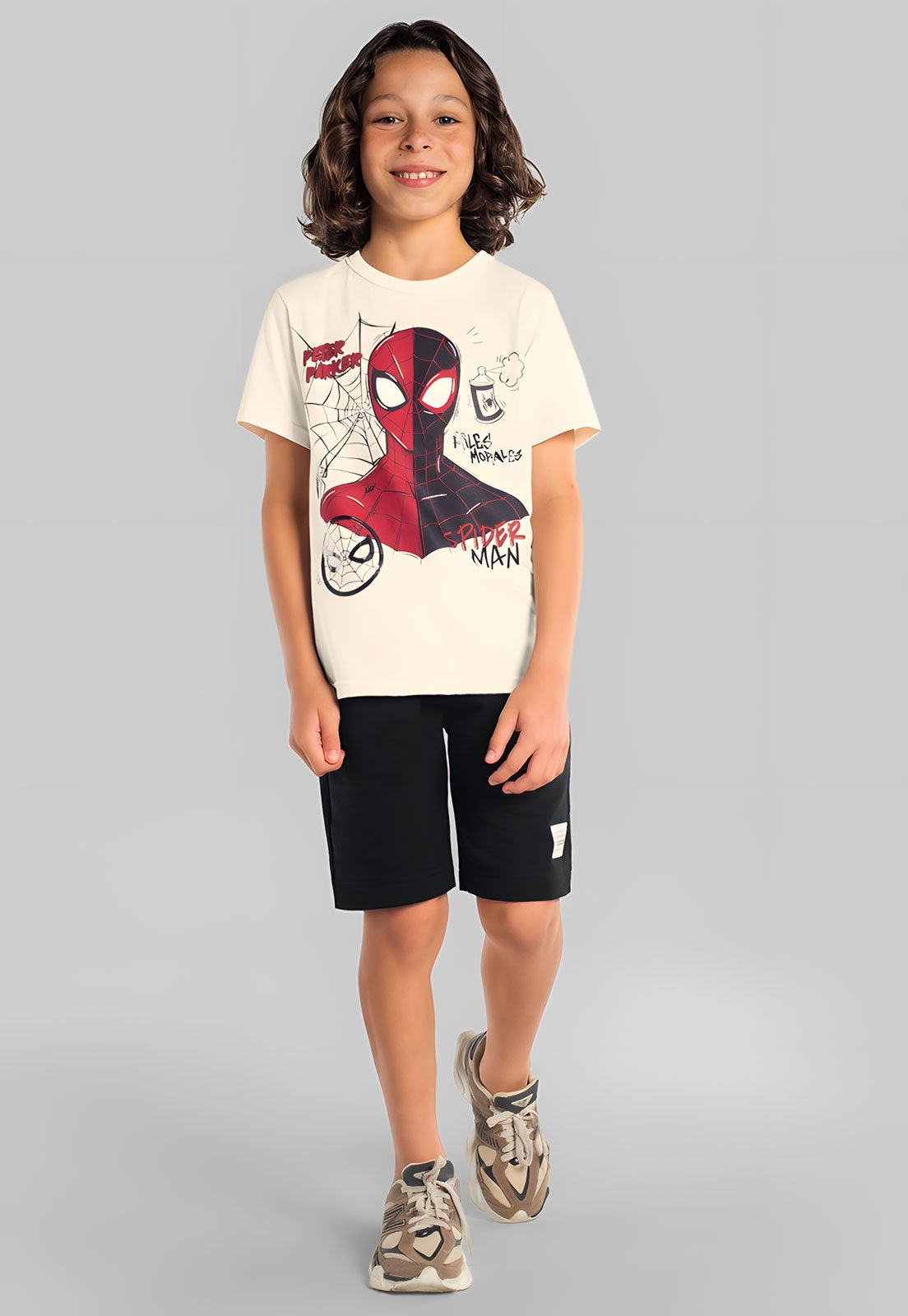 Infantil - Camiseta Brandili Homem-Aranha Off-White