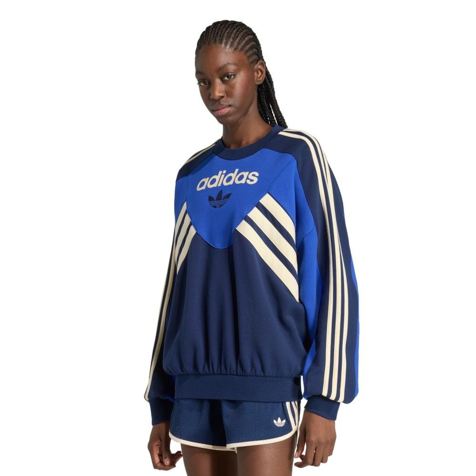 Moletom Estampado Gola Careca Efeito Washed adidas Originals Azul