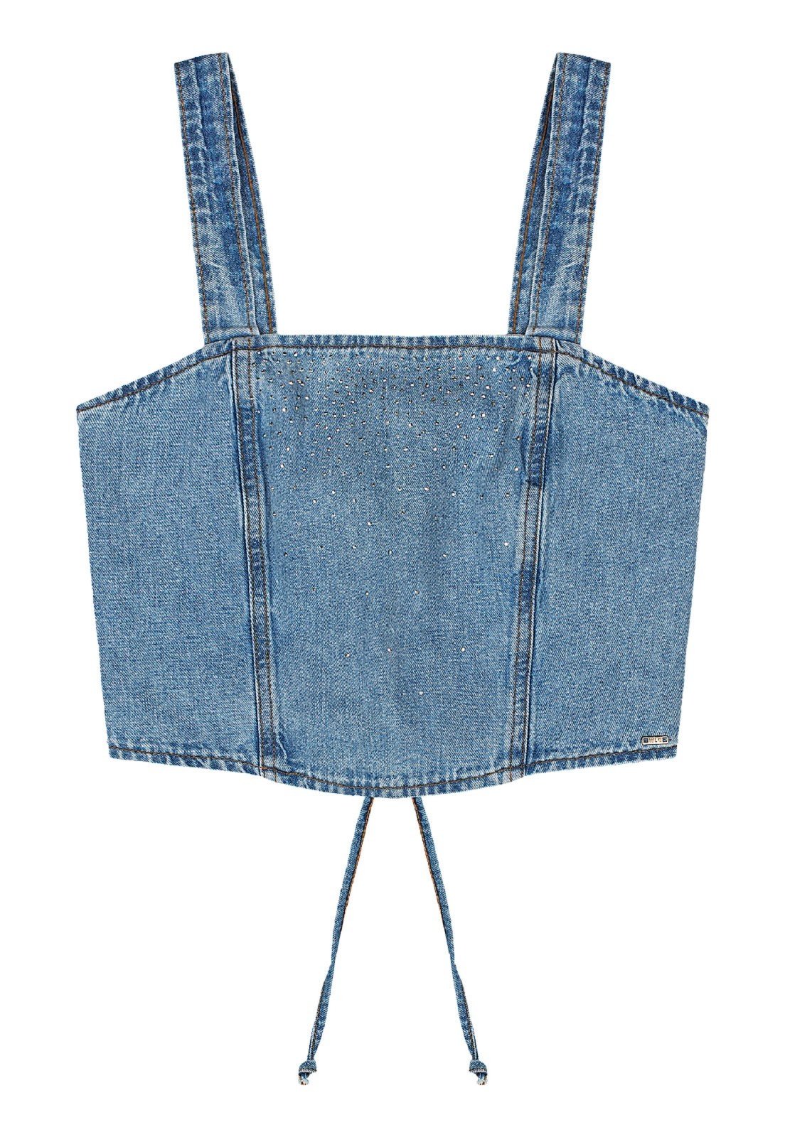 Vista 3 Infantil - Top Juvenil em Jeans com Strass Gloss azul Gloss azul
