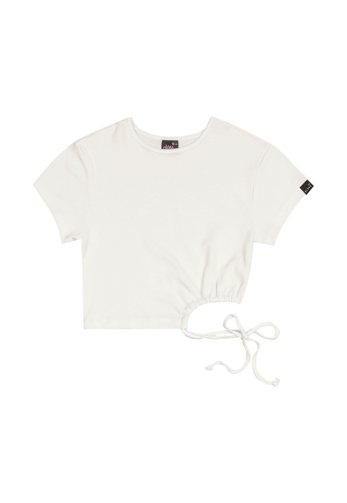 Infantil – Blusa Cropped Básica em Ribaninha Juvenil Gloss Branco