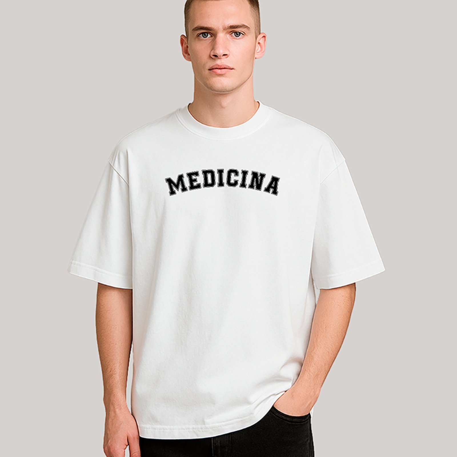 Camiseta Ousy Unissex Profissão Medicina Estampa Autêntica Coração Estetoscópio Oversized Branco