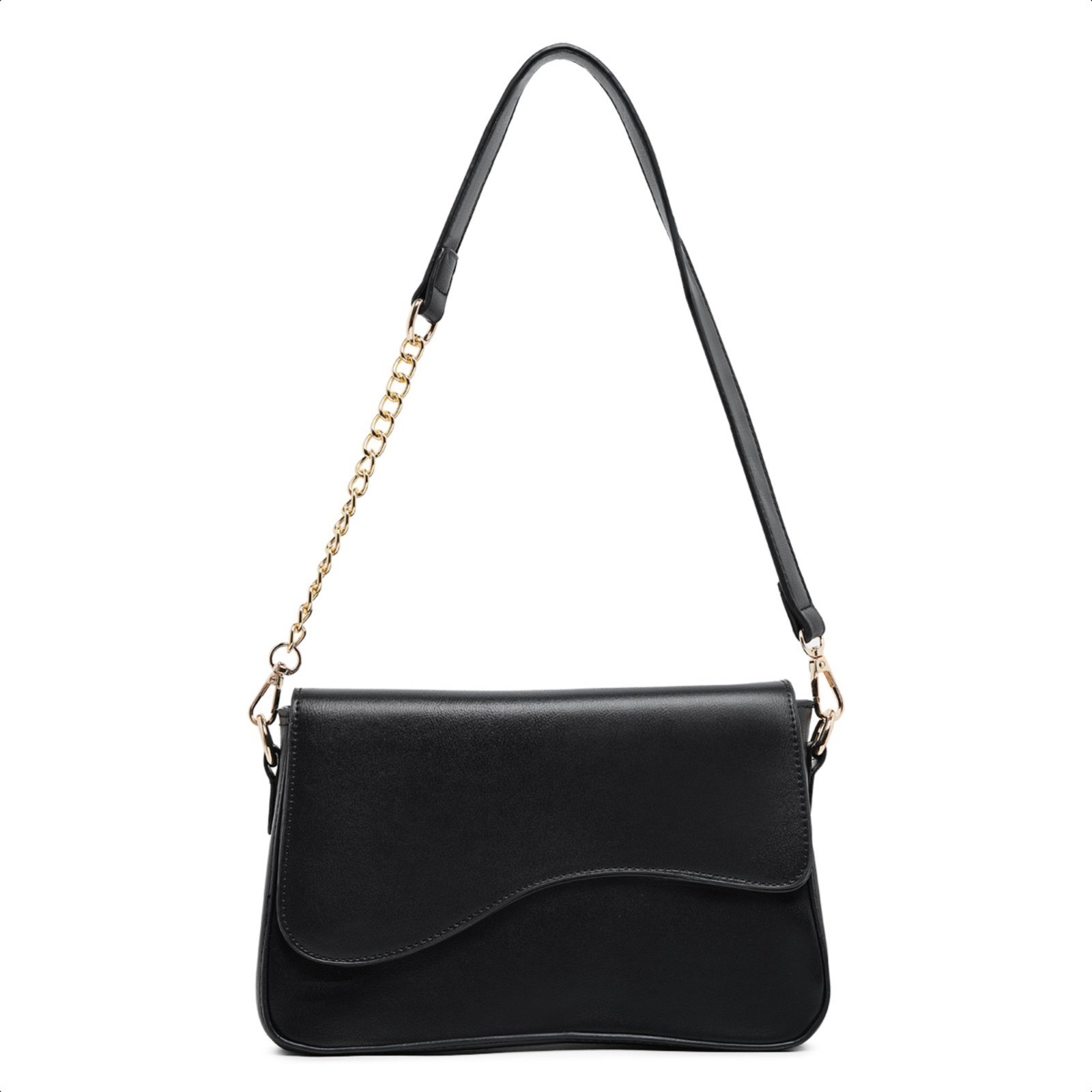 Bolsa Transversal Baguete Tendencia Couro De Ombro Social – Preto
