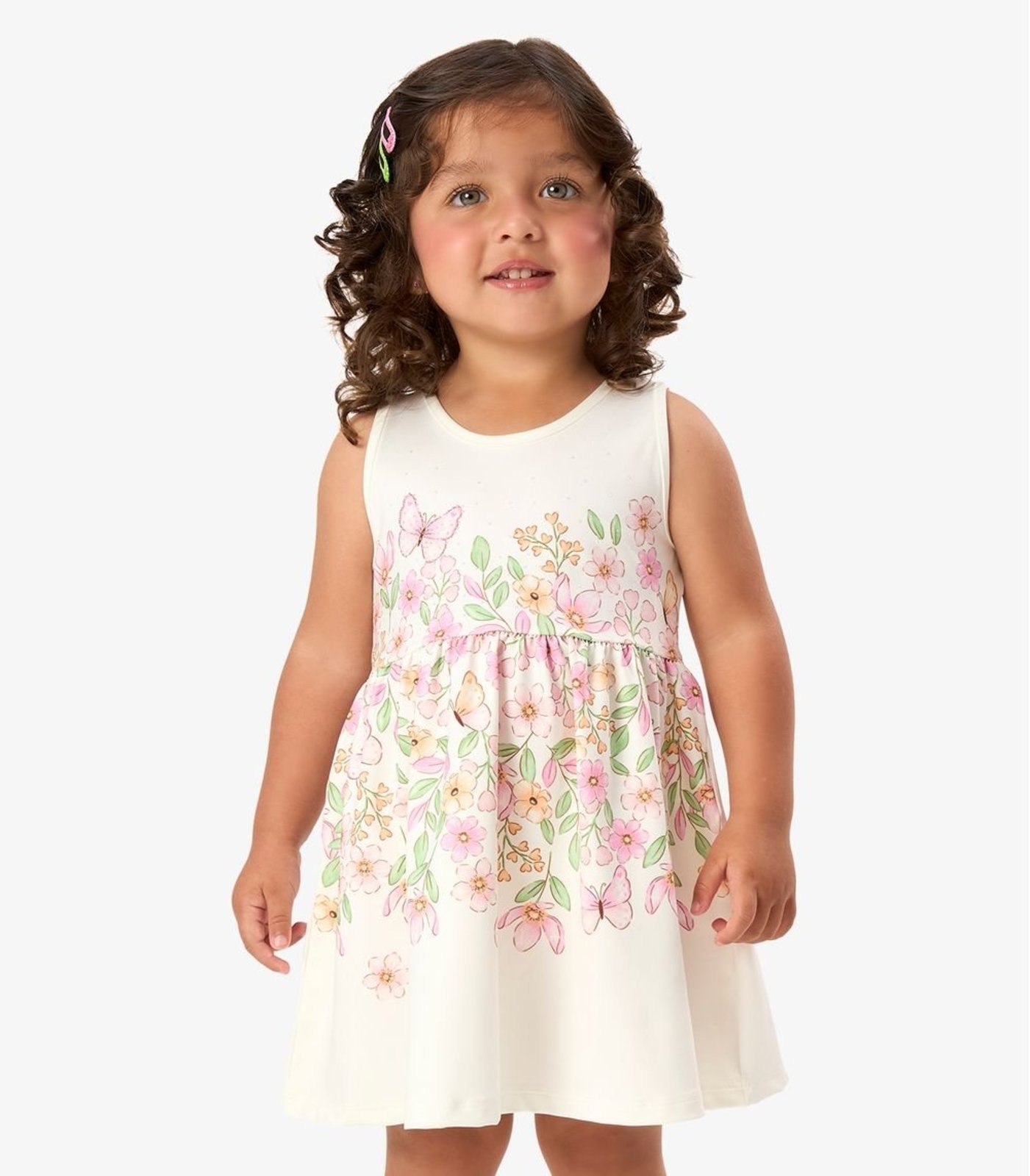 Infantil - Vestido Com Estampa Floral Rovi Bege
