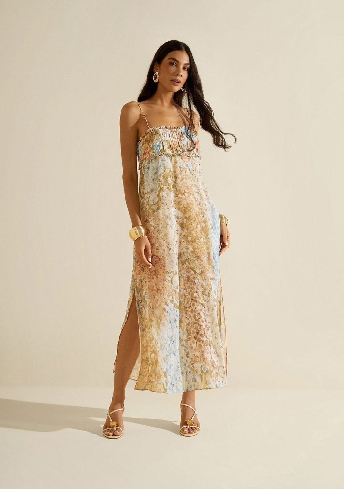 Vestido Midi Florescer - Azul