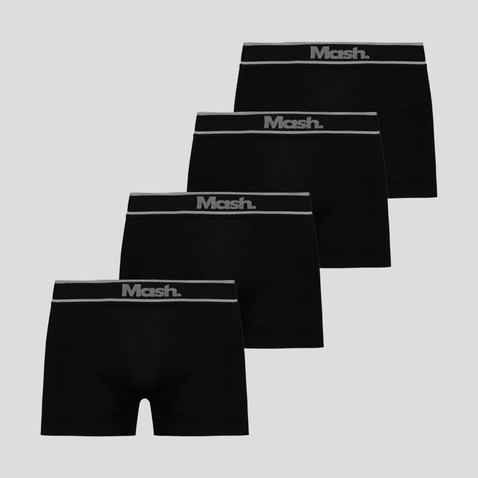 Kit 4 Cuecas Boxer Mash Sem Costura Preta