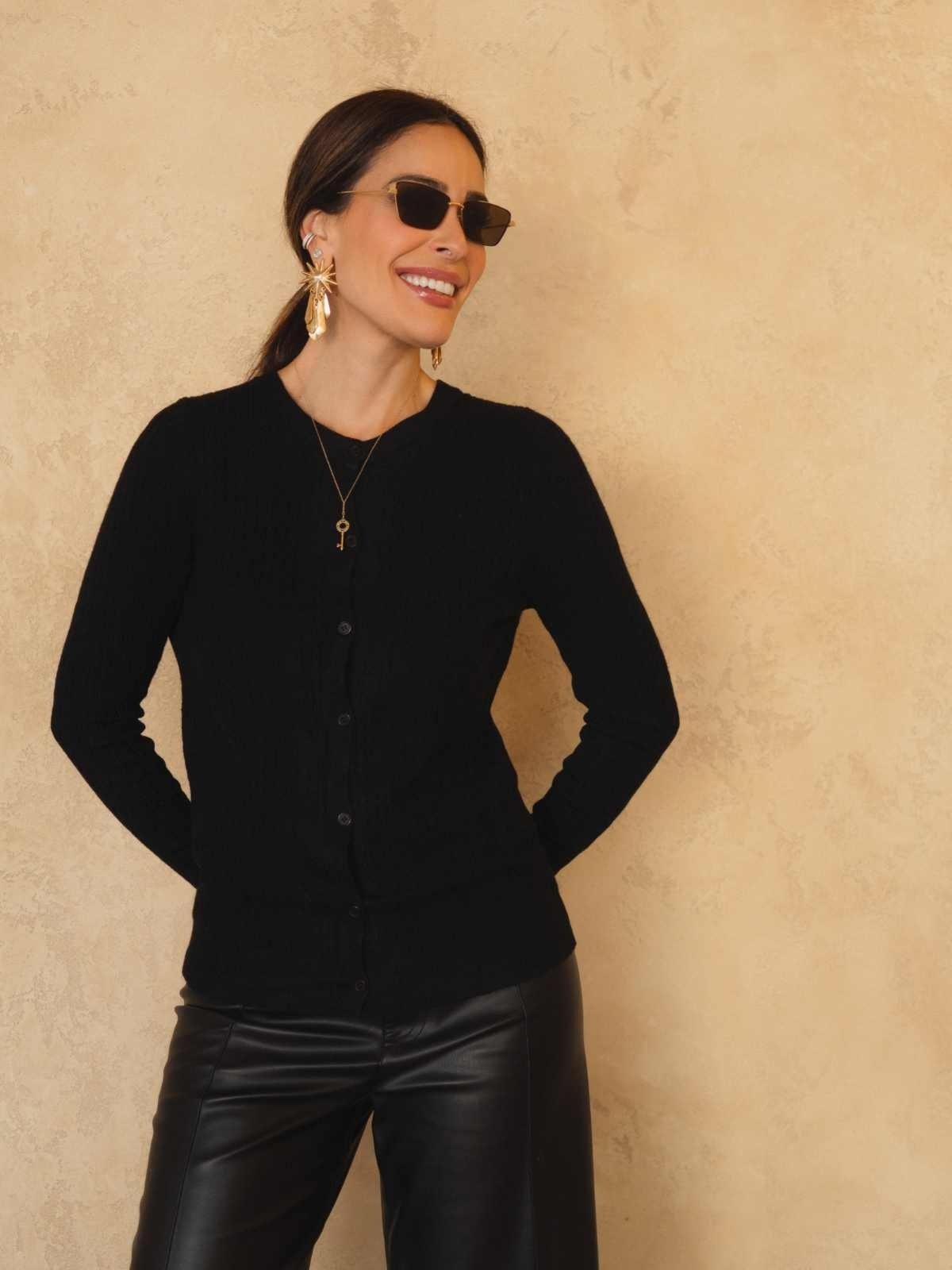 Cardigan em Tricot Ivy - Preto