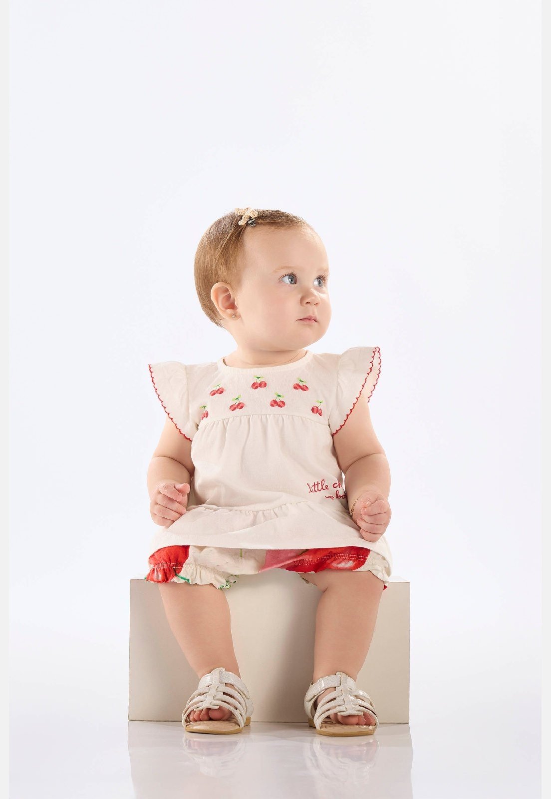 Infantil - Conjunto Cereja Bata Calcinha Up Baby Branco