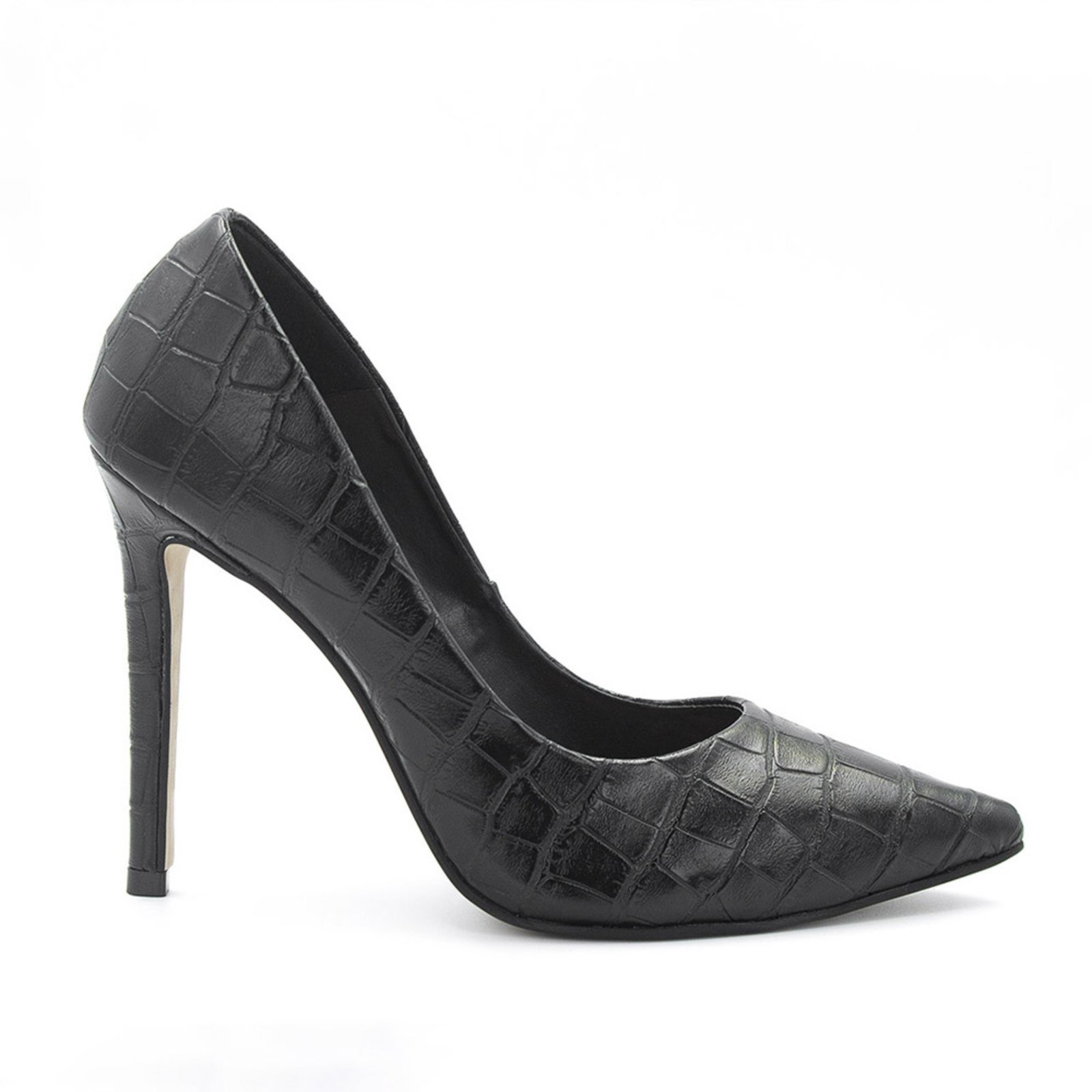 Vista 2 Scarpin Zatta Salto Alto Bico Fino Suzy Croco preto ZATTA preto