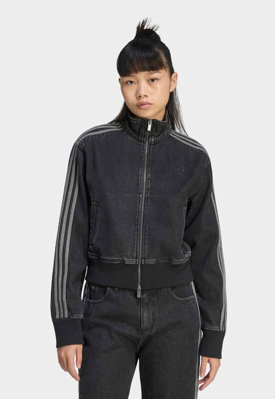 Jaqueta Feminina adidas Originals Cropped Jeans Azul Escuro