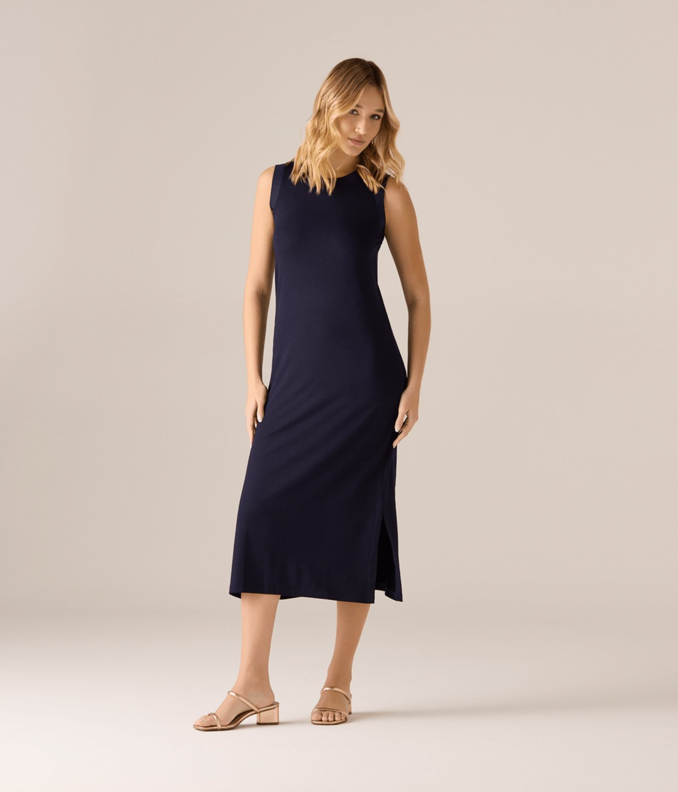 Vestido Makenji Malha Feminino Azul Marinho