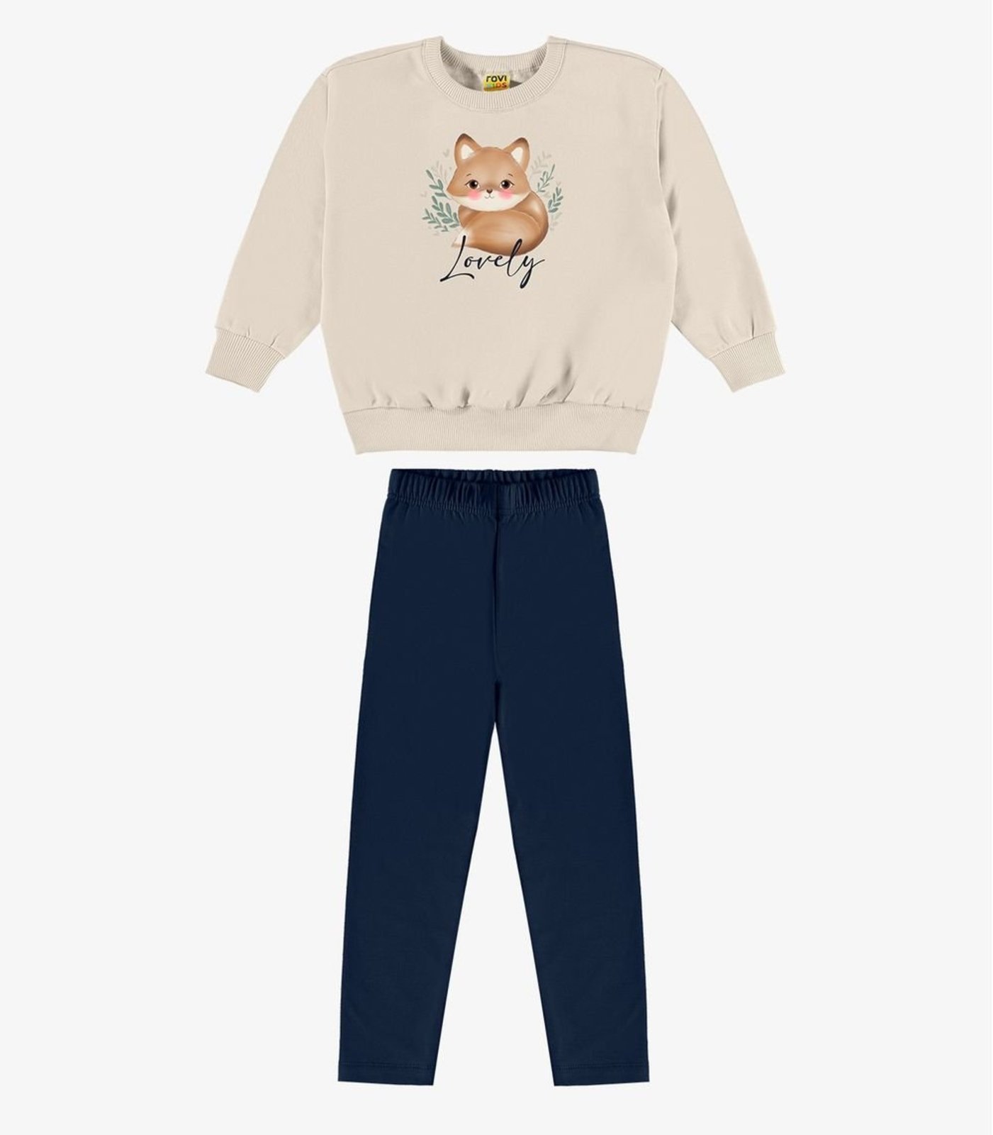 Infantil - Conjunto Blusão Com Legging Menina Rovi Bege