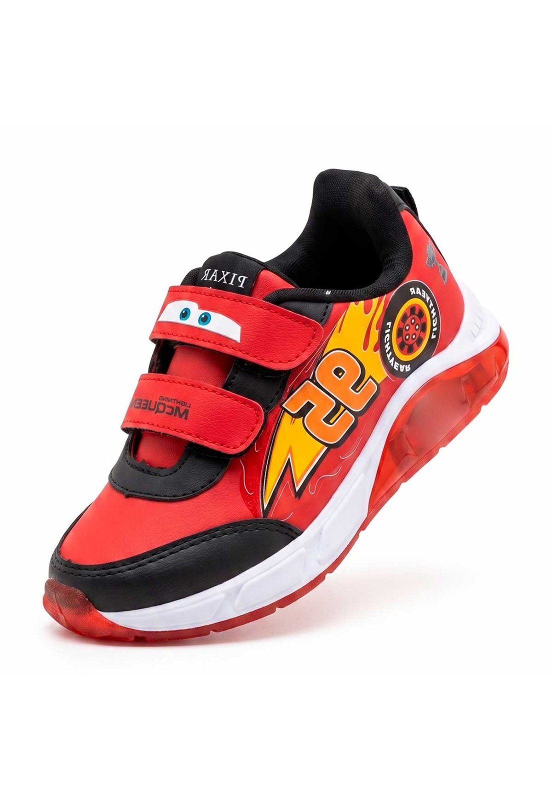 Infantil - Tênis Disney Carros Relâmpago McQueen Menino Com LED Luzinha Original Vermelho