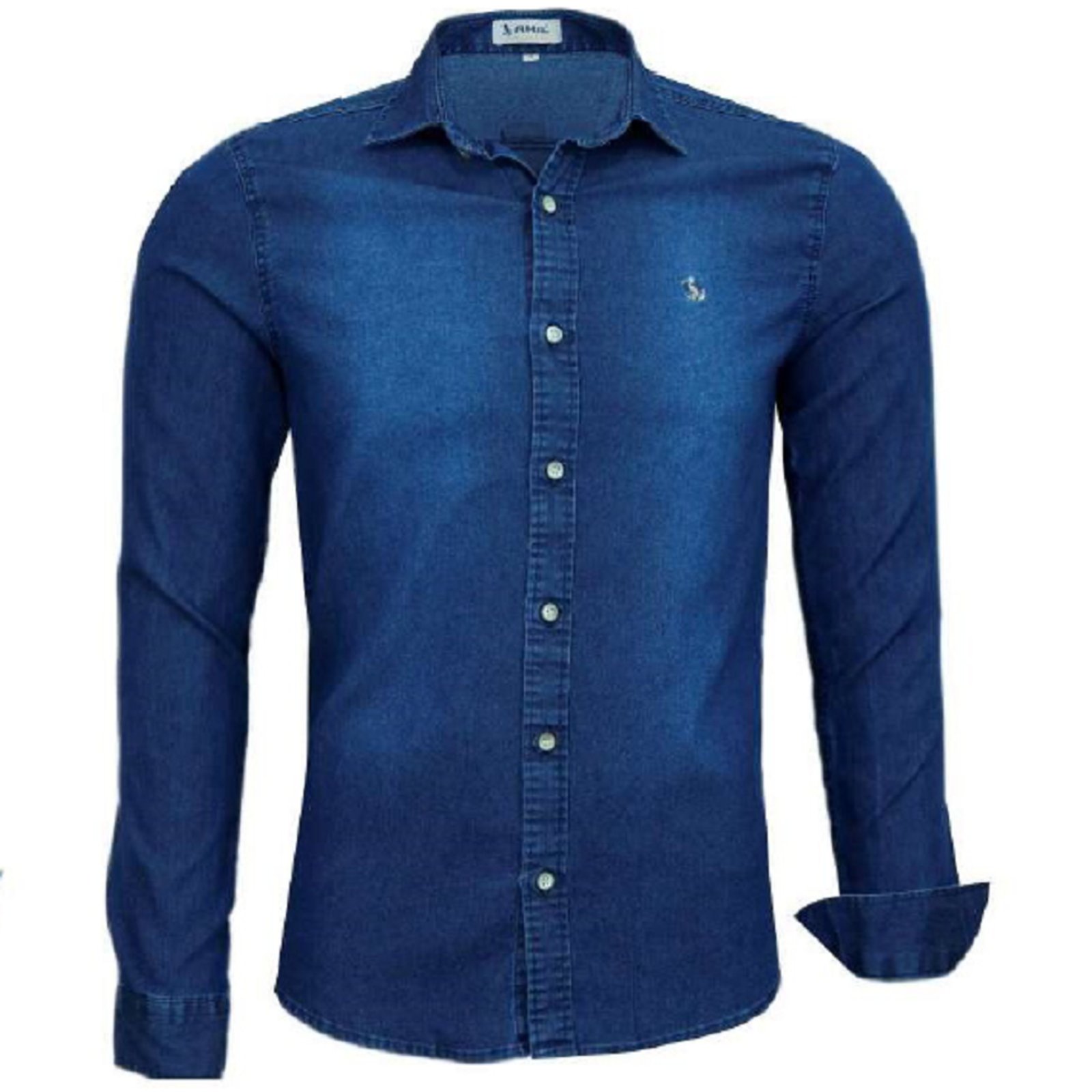 Camisa Jeans Original Blast Amil Manga Longa com Bolsos Marinho