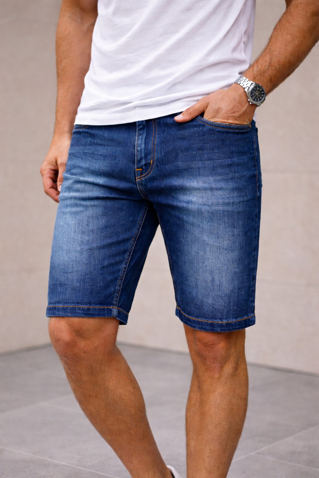 Bermuda Jeans Masculina Tempo Habil Casual e Confortavél Escura