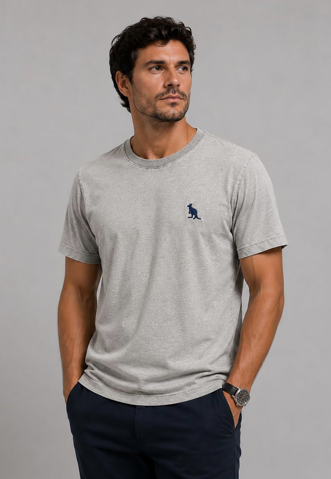 Camiseta Basica Side Walk Mescla Stone