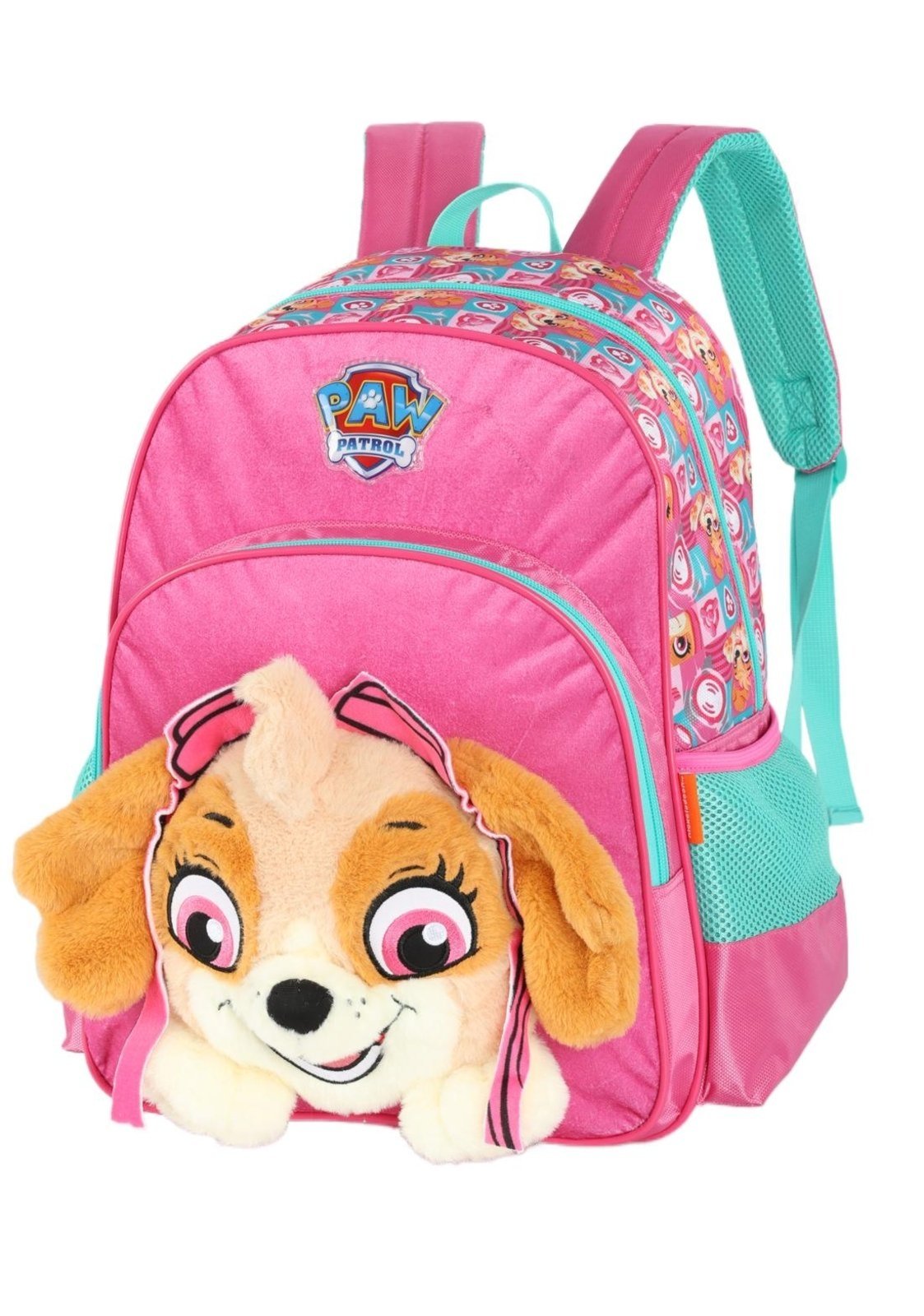 Vista 3 Infantil - Mochila de Costas Média Pelucia Patrulha Canina Luxcel rosa Luxcel rosa