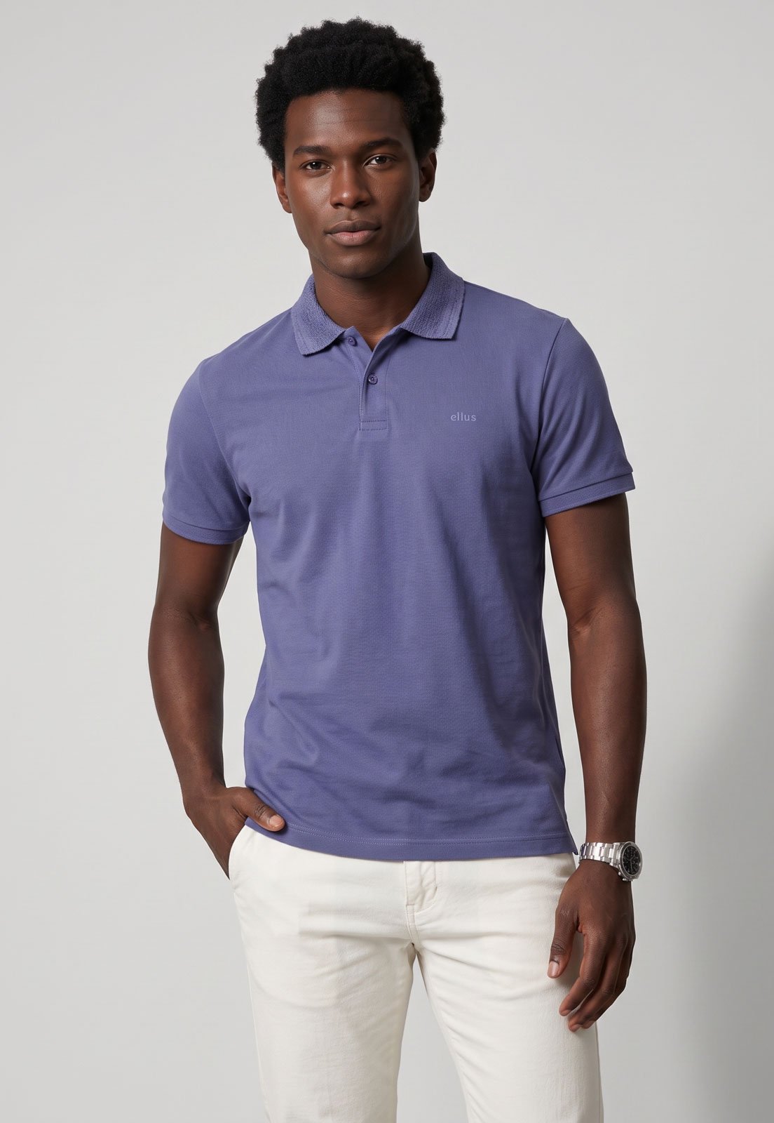 Camisa Polo Masculina Ellus Piquet Classic Roxa