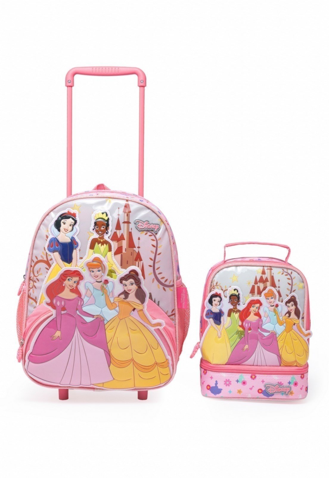 Infantil - Kit Escolar Mochila Lancheira Princesas Feminina Disney