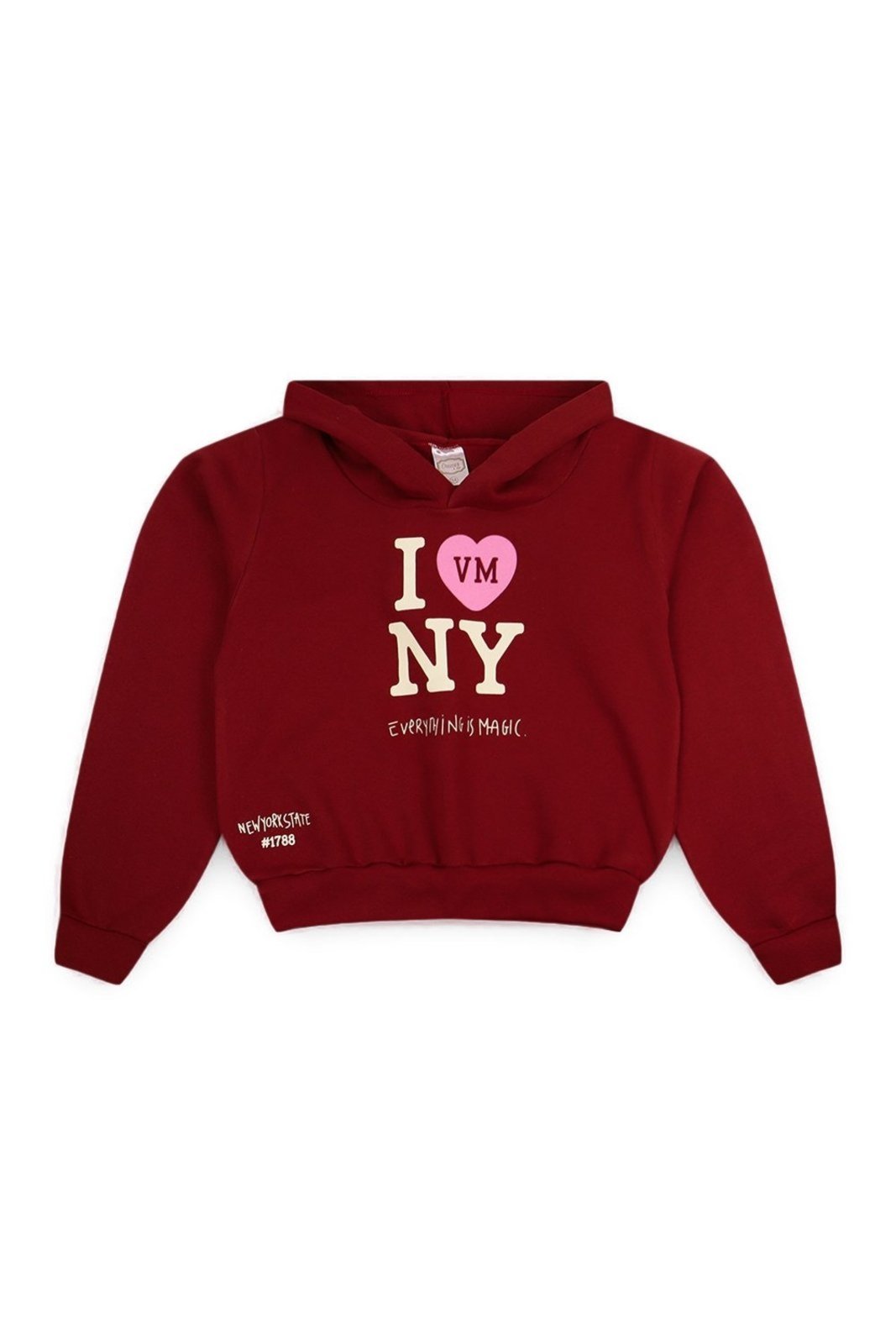 Infantil - Blusa Moletom Juvenil Menina c/ Capuz Cropped New York