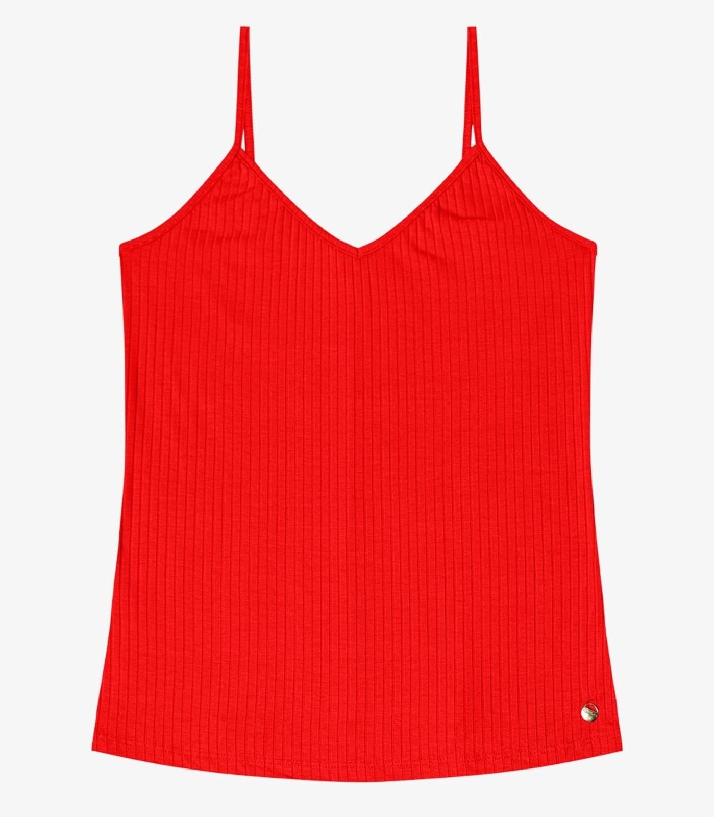 Blusa De Alça Feminina Ribana Canelada Rovitex Laranja